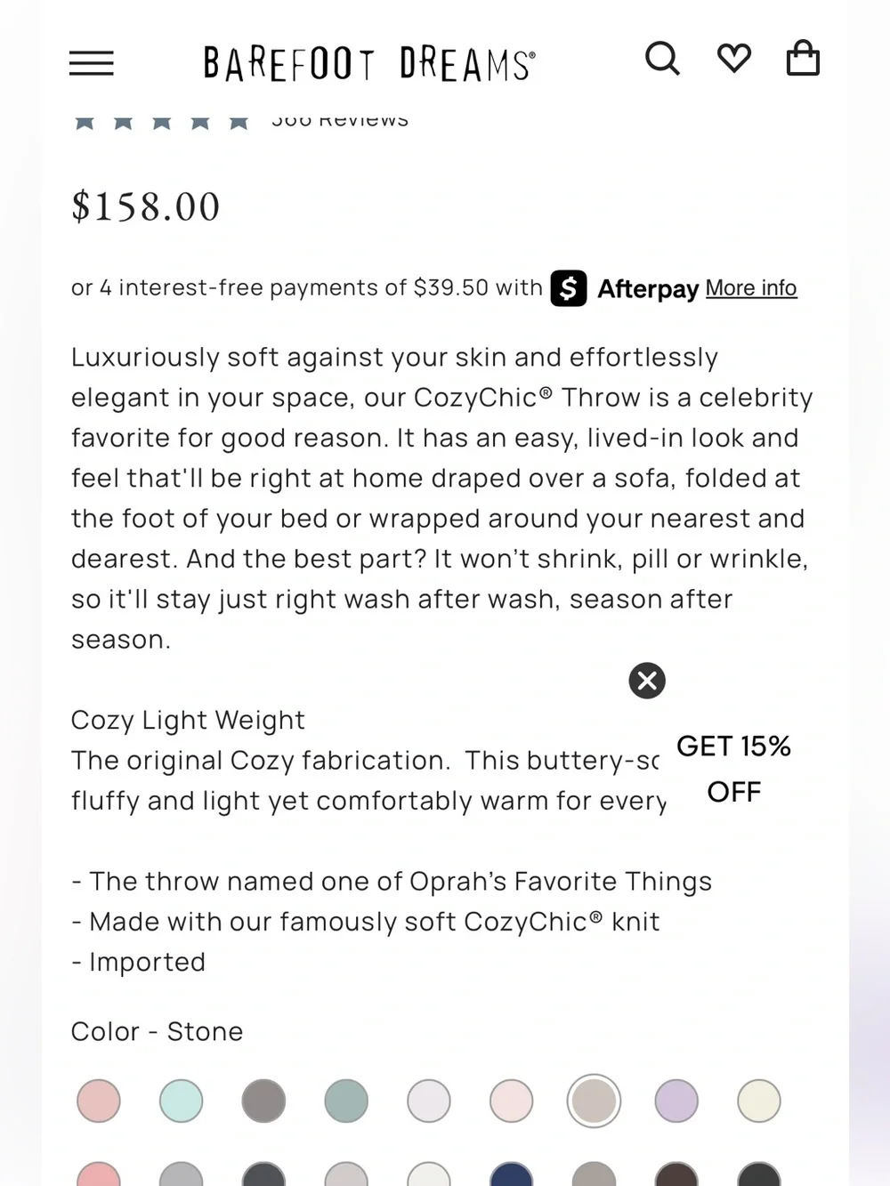 ⭐️ BAREFOOT DREAMS COZY CHIC  Two-Tone Throw Blanket
